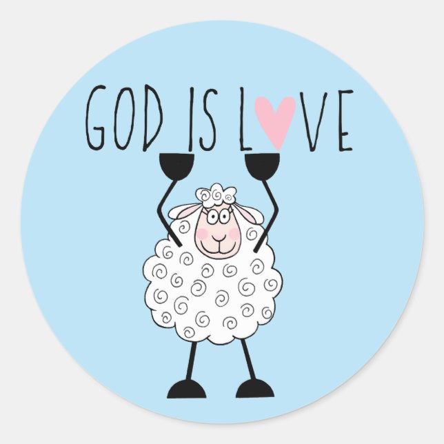 „Gott ist Liebe“ Runder Aufkleber (Vorderseite)