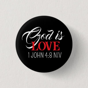 Gott ist Liebe Schwarze und rote Bibelvers Glauben Button