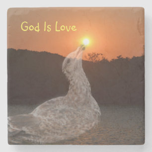 Gott ist Liebe Sonnenuntergang Steinuntersetzer