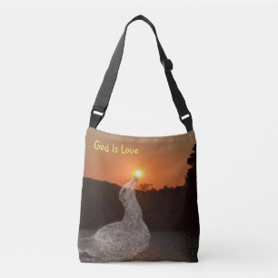 Gott ist Liebe Sonnenuntergang Tragetaschen Mit Langen Trägern