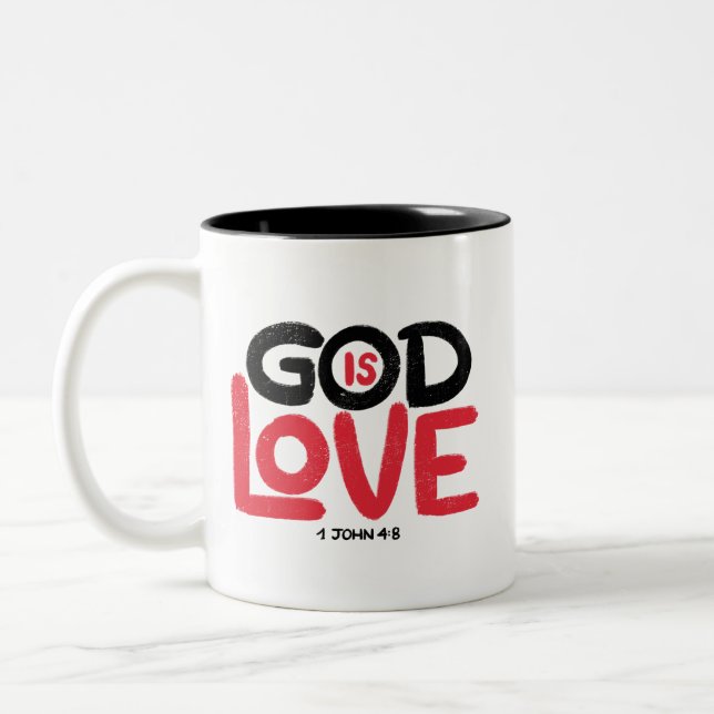 Gott ist Liebe Tasse von Hand (Links)