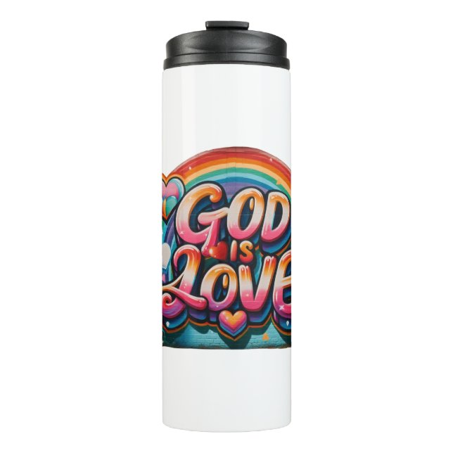 Gott ist Liebe Thermosbecher (Vorderseite)