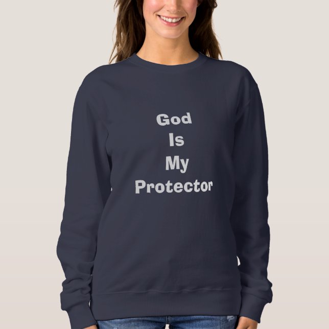 Gott ist mein Beschützer - Psalm 91:2 Navy Blue Sweatshirt (Vorderseite)
