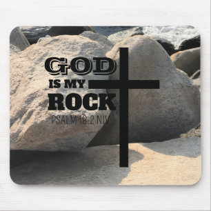 Gott ist mein Fels Bibelvers schwarzes Kreuz chris Mousepad