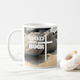 Gott ist mein Fels Bibelvers weißes Kreuz christli Kaffeetasse