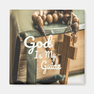 Gott ist mein Führerbibel und Rosary Cross Magnet