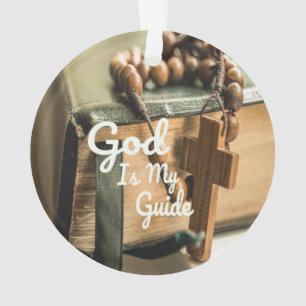Gott ist mein Führerbibel und Rosary Cross Ornament