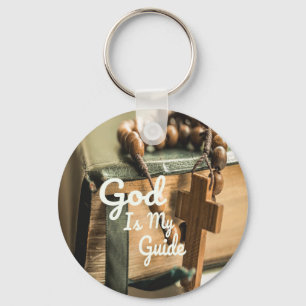 Gott ist mein Führerbibel und Rosary Cross Schlüsselanhänger