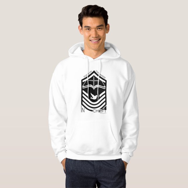 Gott ist mein Oberbefehlshaber - schwarzes Emblem Hoodie (Vorne ganz)