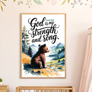 Gott ist meine Stärke Christliches Kinderzimmer Ma Poster
