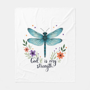 Gott ist meine Stärke Floral Libelle Christliches  Fleecedecke