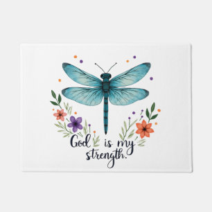 Gott ist meine Stärke Floral Libelle Christliches  Fußmatte