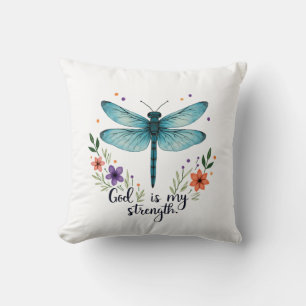 Gott ist meine Stärke Floral Libelle Christliches Kissen