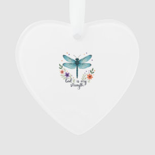Gott ist meine Stärke Floral Libelle Christliches  Ornament