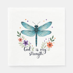 Gott ist meine Stärke Floral Libelle Christliches Serviette
