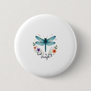 Gott ist meine Stärke Floraler Libellen-Christ-T-S Button
