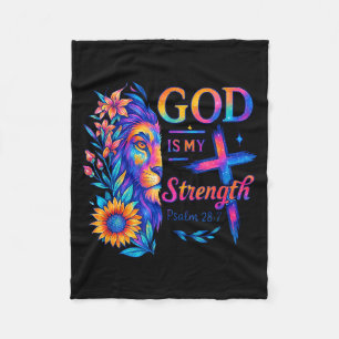 Gott ist meine Stärke Psalm 28_7 Löwe Tee Fleecedecke