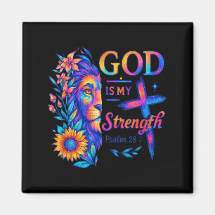 Gott ist meine Stärke Psalm 28_7 Löwen T-Shirt Magnet