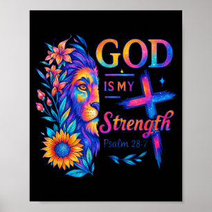 Gott ist meine Stärke Psalm 28_7 Löwen-T-Shirt Poster