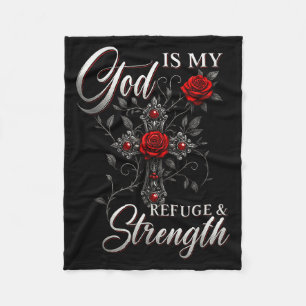 Gott ist meine Zuflucht und Stärke Rose Kreuz Glau Fleecedecke
