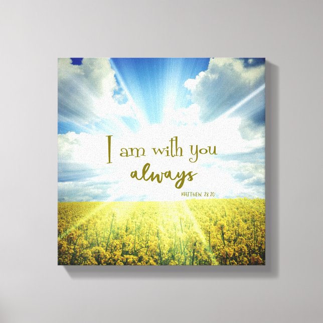 Gott ist mit dir immer Bibel Verse Typografie Leinwanddruck (Vorderseite)