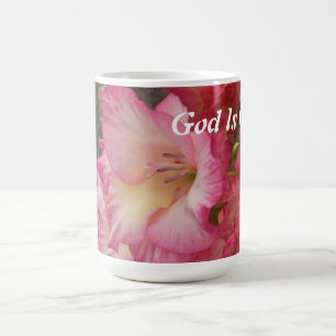 Gott ist - rosa Blume Tasse gut