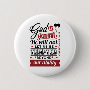 Gott ist treu – 1. Korinther 10,13 Bibelvers Button