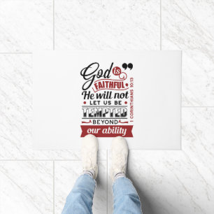 Gott ist treu – 1. Korinther 10,13 Bibelvers Fußmatte