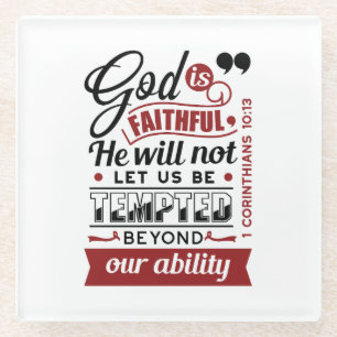 Gott ist treu – 1. Korinther 10,13 Bibelvers Glasuntersetzer