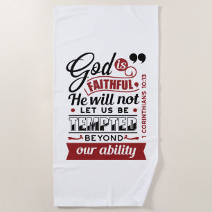 Gott ist treu – 1. Korinther 10,13 Bibelvers Strandtuch