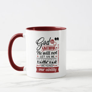 Gott ist treu – 1. Korinther 10,13 Bibelvers Tasse