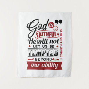 Gott ist treu – 1. Korinther 10,13 Bibelvers Wandteppich