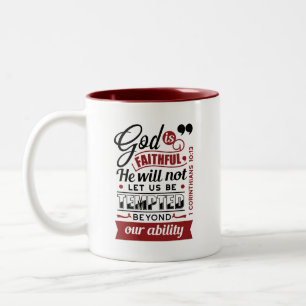 Gott ist treu – 1. Korinther 10,13 Bibelvers Zweifarbige Tasse
