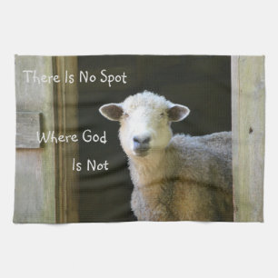 Gott ist überall Schafe Geschirrtuch
