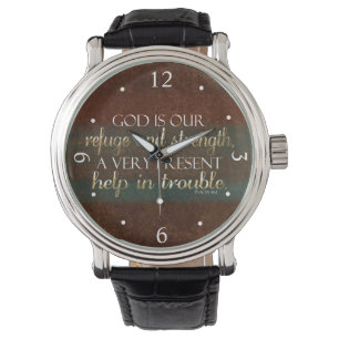 Gott ist unser Schutz-christlicher Bibel-Vers Armbanduhr