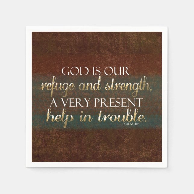 Gott ist unsere Zuflucht Christliche Verse Brown/G Serviette (Vorderseite)