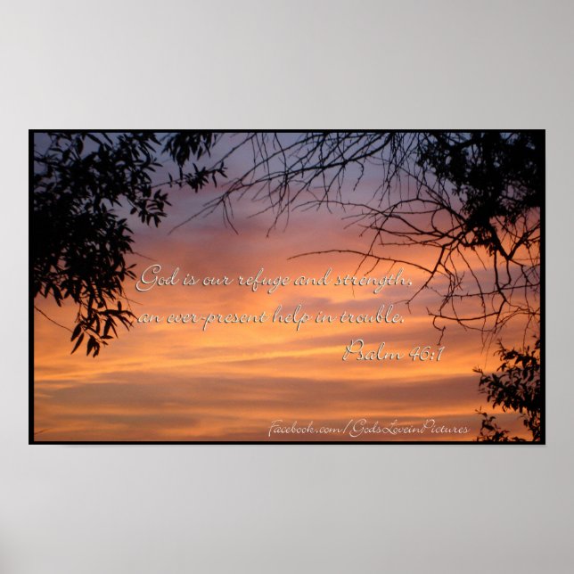 Gott ist unsere Zuflucht und Stärke - Psalm 46:1 Poster (Vorne)