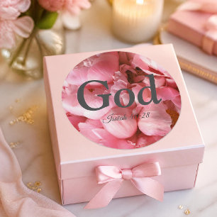Gott Jesaja 40:28 Vers Elegante rosa Blumen Runder Aufkleber