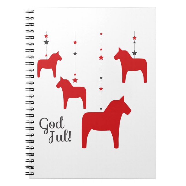 Gott jul! Dala Horse Notebook Notizblock (Vorderseite)