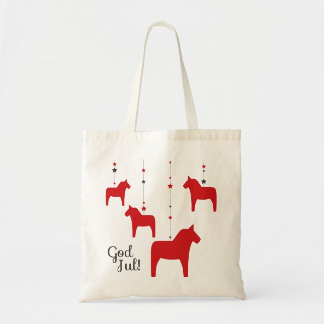 Gott jul! Dala Horse Tote Bag Tragetasche (Vorne)