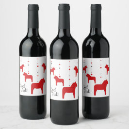 Gott jul! Dala Horse Wine Label Weinetikett