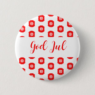Gott Jul Frohe Weihnachten skandinavisches Muster  Button