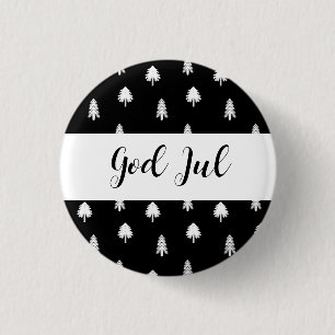 Gott Jul Frohe Weihnachten skandinavisches Muster  Button