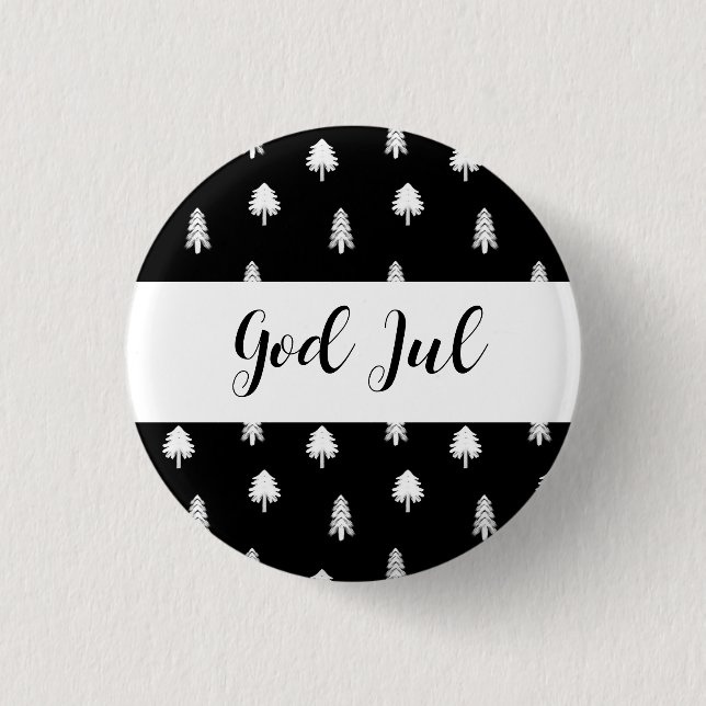 Gott Jul Frohe Weihnachten skandinavisches Muster  Button (Vorderseite)