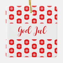 Gott Jul Frohe Weihnachten skandinavisches Muster  Keramikornament