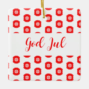 Gott Jul Frohe Weihnachten skandinavisches Muster Keramikornament