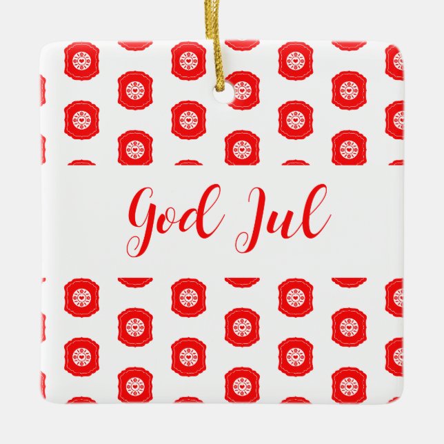 Gott Jul Frohe Weihnachten skandinavisches Muster  Keramikornament (Vorderseite)