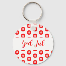 Gott Jul Frohe Weihnachten skandinavisches Muster  Schlüsselanhänger