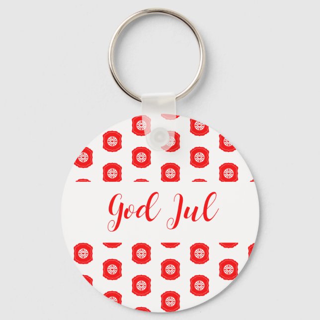 Gott Jul Frohe Weihnachten skandinavisches Muster  Schlüsselanhänger (Vorderseite)