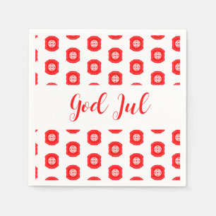 Gott Jul Frohe Weihnachten skandinavisches Muster  Serviette